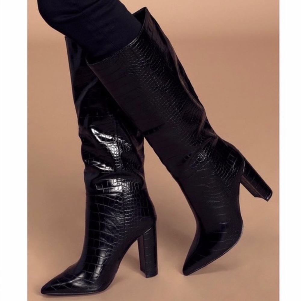 Steve Madden Triumph Croc Faux Leather Point Boot